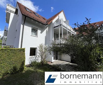 Freie, helle 3-Zi.-EG-Wohnung mit Südterrasse + unverbautem Blick ins Grüne + TG!
