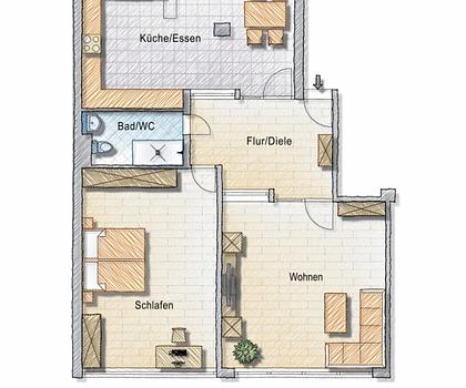 Großzügig konzipierte ... 
2- Zimmer- City- Wohnung ... 