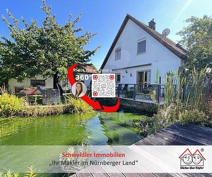 Wie ein Haus am See: Einfamilienhaus (Bj. 1993) mit Traumgarten und Garage in Lauf-Kuhnhof