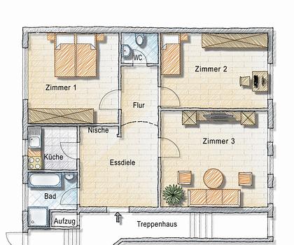 RESERVIERT ...
3-Zimmer-Wohnung mit Garage 